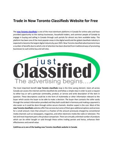 now toronto classified|CLASSIFIED